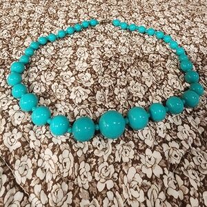 Vintage Teal Beaded Necklace